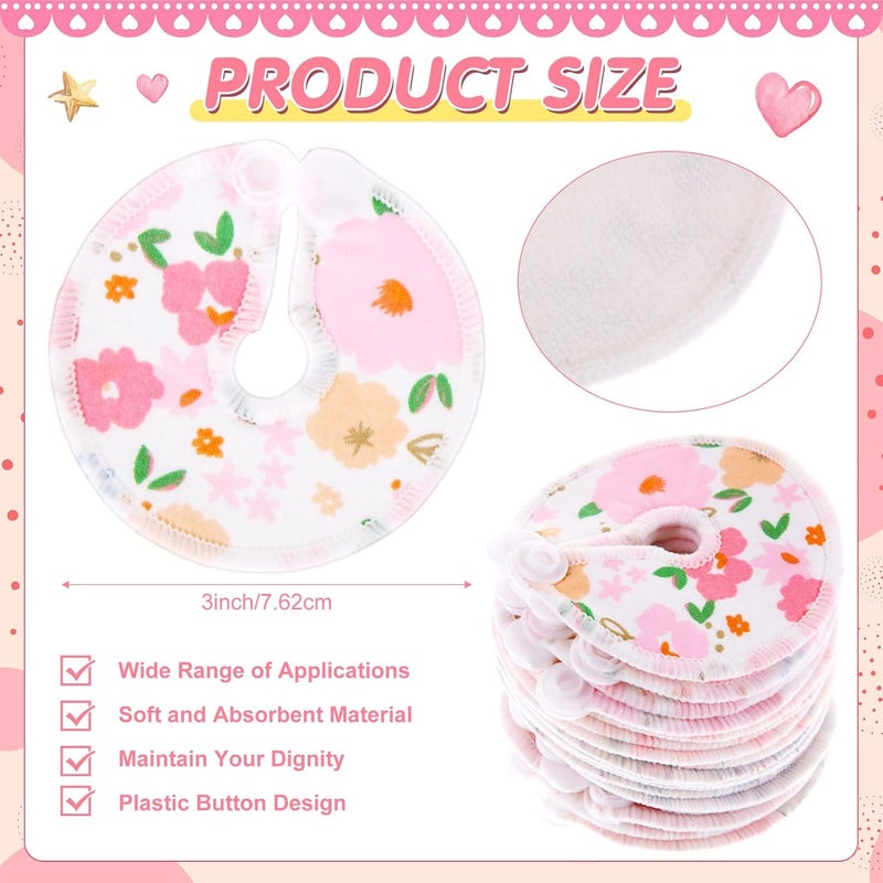 Threlaco 48 Pcs Gtube Button Covers Feeding Tube Pads Holder Abdominal Reusable Accessories Peg Tube Soft Absorbent Breast Feeding Pads Breastfeeding Support Nursing Care Stay Dry(Flower) - Image 2
